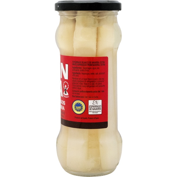 Weißer dicker Spargel extra, g.g.A. Navarra sehr dick 6-8 Stück Flacon 205 g netto Abtropfgewicht