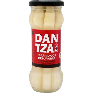 espárragos blancos extra IGP de Navarra muy gruesos 6-8 piezas frasco 205 g neto escurrido - Dantza