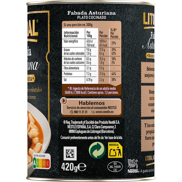Bohneneintopf Fabada ausgewähltes Rezept glutenfrei Topf 420 g