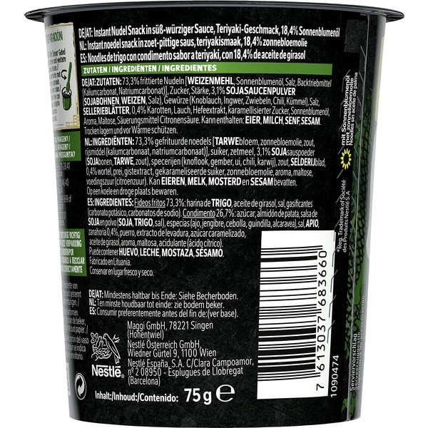 Nudeln Saucy Teriyaki Becher 75 g netto Abtropfgewicht
