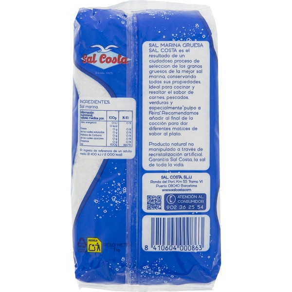 Grobes natürliches Meersalz ohne Zusatzstoffe Paket 1 kg