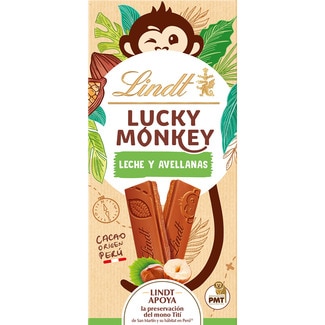 chocolate con leche y avellanas de origen Perú tableta 100 g apoya la preservación del mono Tití de San Martín - Lindt