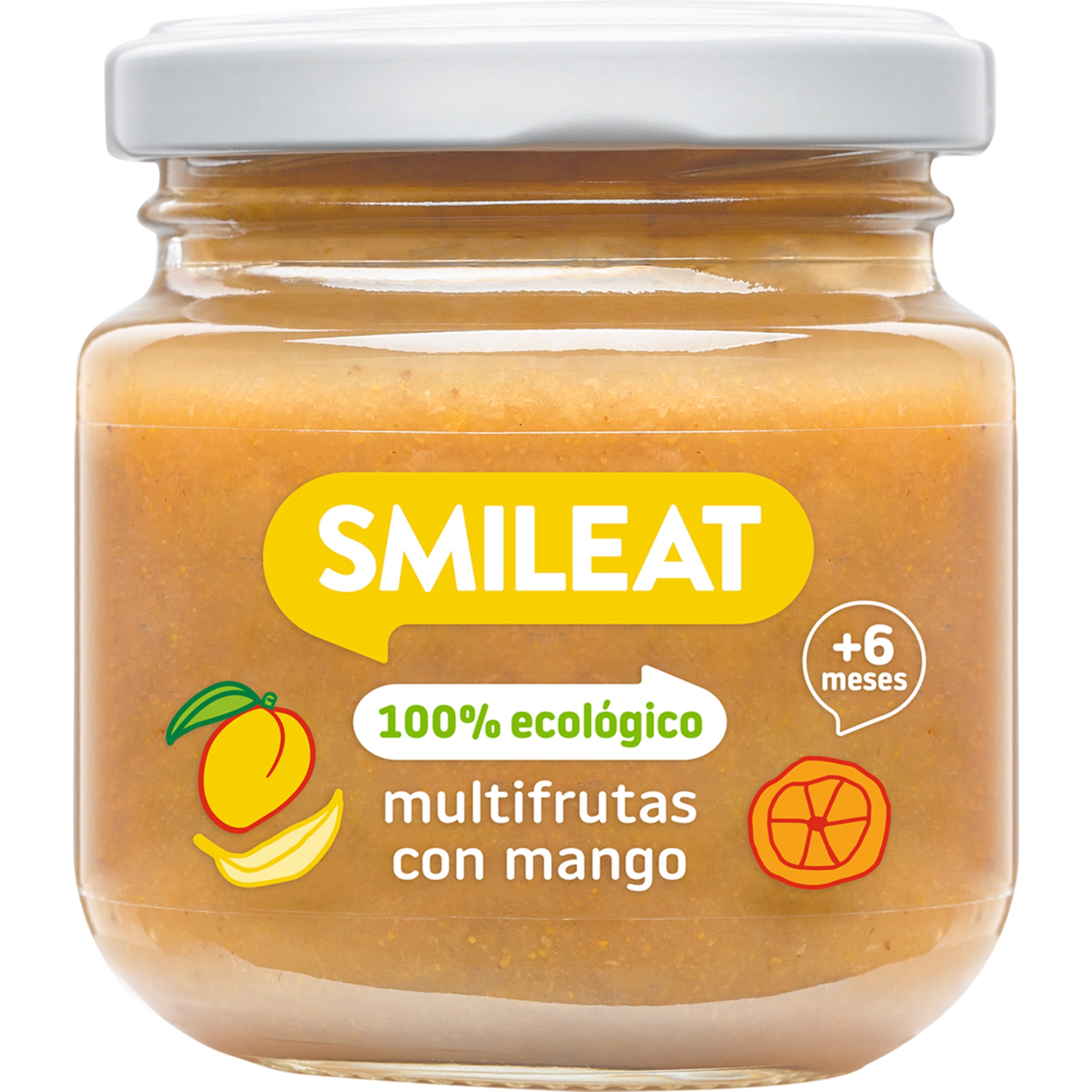 tarrito de multifrutas con mango 100% ecológico y sin gluten desde 6 meses envase 130 g