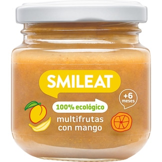 tarrito de multifrutas con mango 100% ecológico y sin gluten desde 6 meses envase 130 g - Smileat