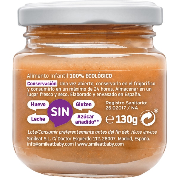 Gläschen mit Birne, Pflaume und Banane 100% ökologisch glutenfrei ab 4 Monaten Behälter 130 g