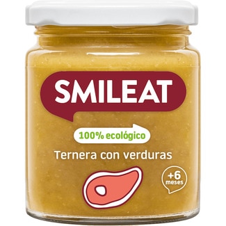tarrito de ternera con verduras 100% ecológico sin gluten desde 6 meses envase 230 g - Smileat