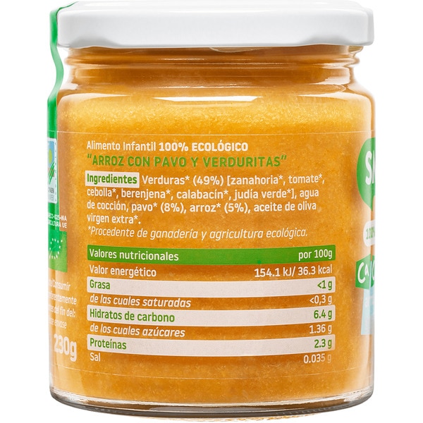 Cachitos Gläschen mit Reis, Pute und Gemüse 100% ökologisch und glutenfrei ab 10 Monaten Behälter 230 g