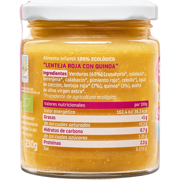 Cachitos Gläschen mit roten Linsen und Quinoa 100% ökologisch und glutenfrei ab 10 Monaten Behälter 230 g