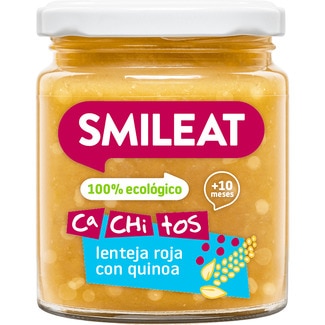 Cachitos tarritos de lenteja roja con quinoa 100% ecológico y sin gluten desde 10 meses envase 230 g - Smileat
