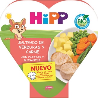 salteado de verduras y carne con patatas y guisantes desde 12 meses envase 250 g - Hipp Biologico