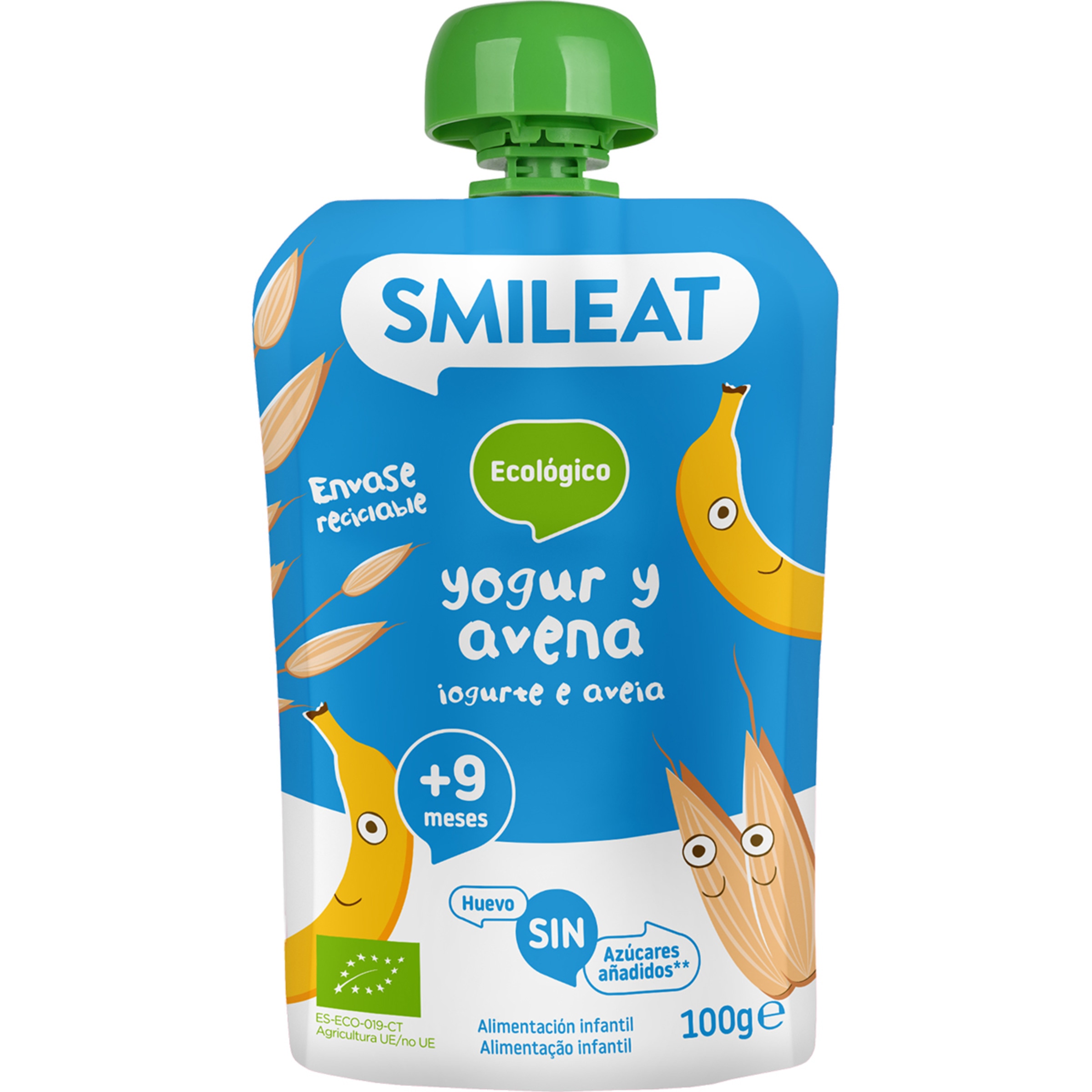 yogur y avena ecológico desde 12 meses bolsita 100 g sin azúcares añadidos
