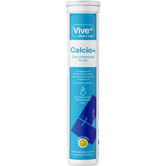 complemento alimenticio a base de calcio vitamina D y vitamina K sabor limón bote 20 comprimidos efervescentes - Vive+