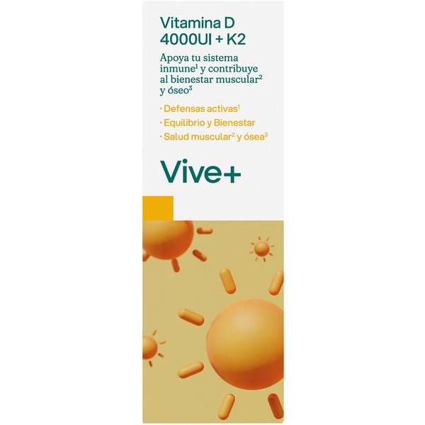 Vitamin D 4000UI + K2 stärkt das Immunsystem und trägt zum Muskel- und Knochenschutz bei Box 30 Kapseln