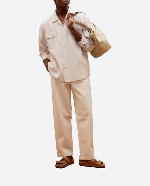 Imagen 0 de Camisa de rayas lino de hombre