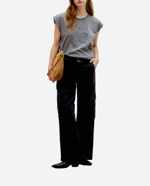 Imagen 0 de Pantalón de mujer ancho tachas