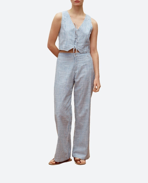 Imagen 0 de Pantalón de mujer largo ancho rayas