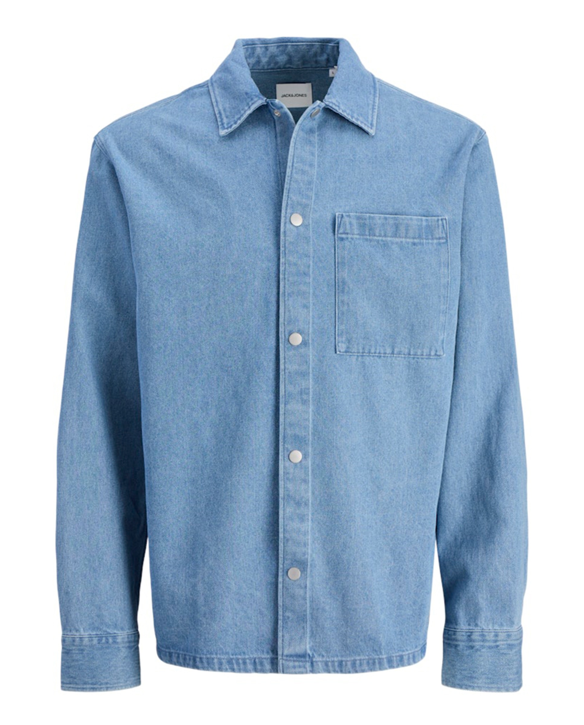 Sobrecamisa de Ganga com Bolso Lateral Azul-claro-6