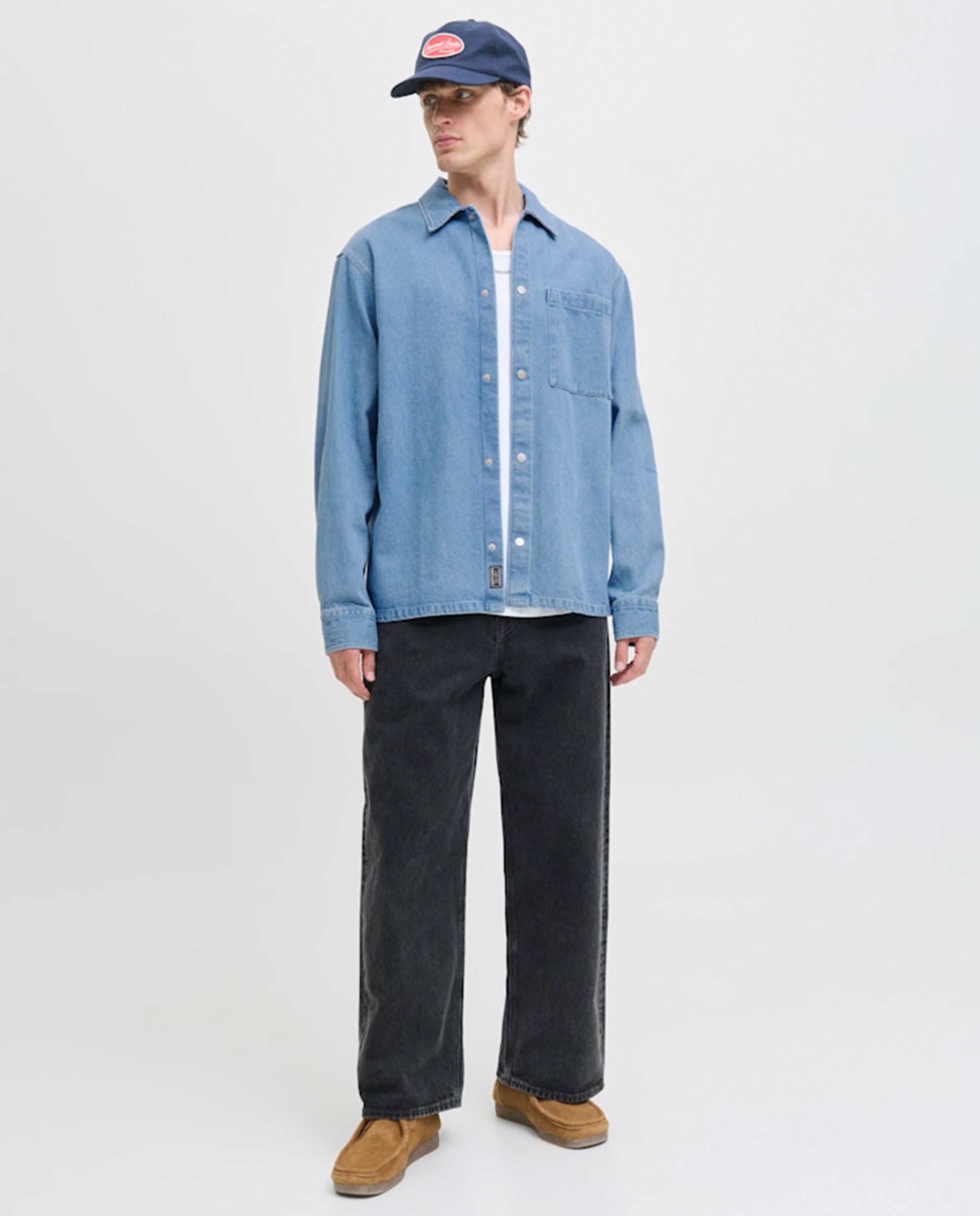 Sobrecamisa de Ganga com Bolso Lateral Azul-claro-7