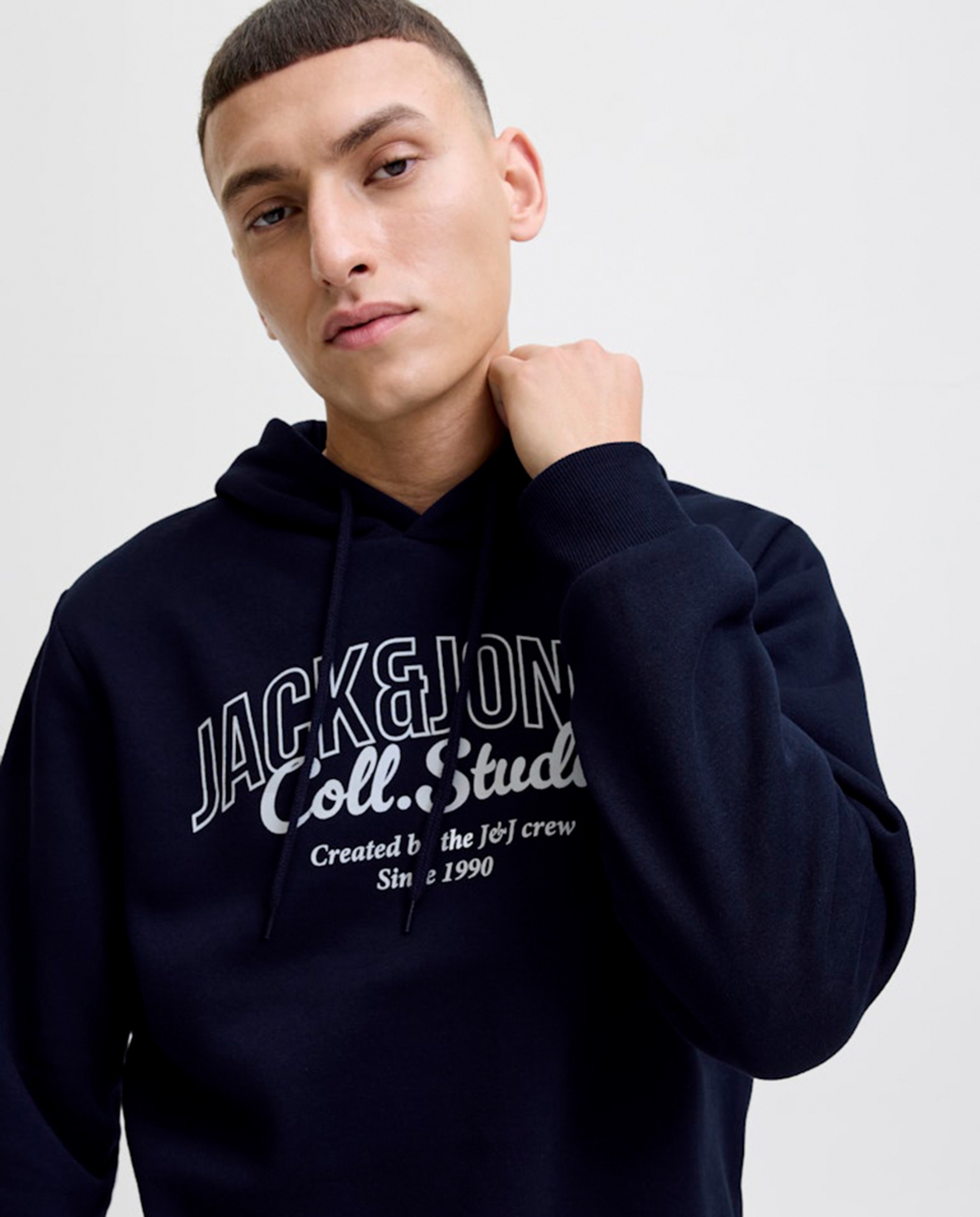 Sweatshirt com Capuz e Estampado à Frente Azul-marinho-3