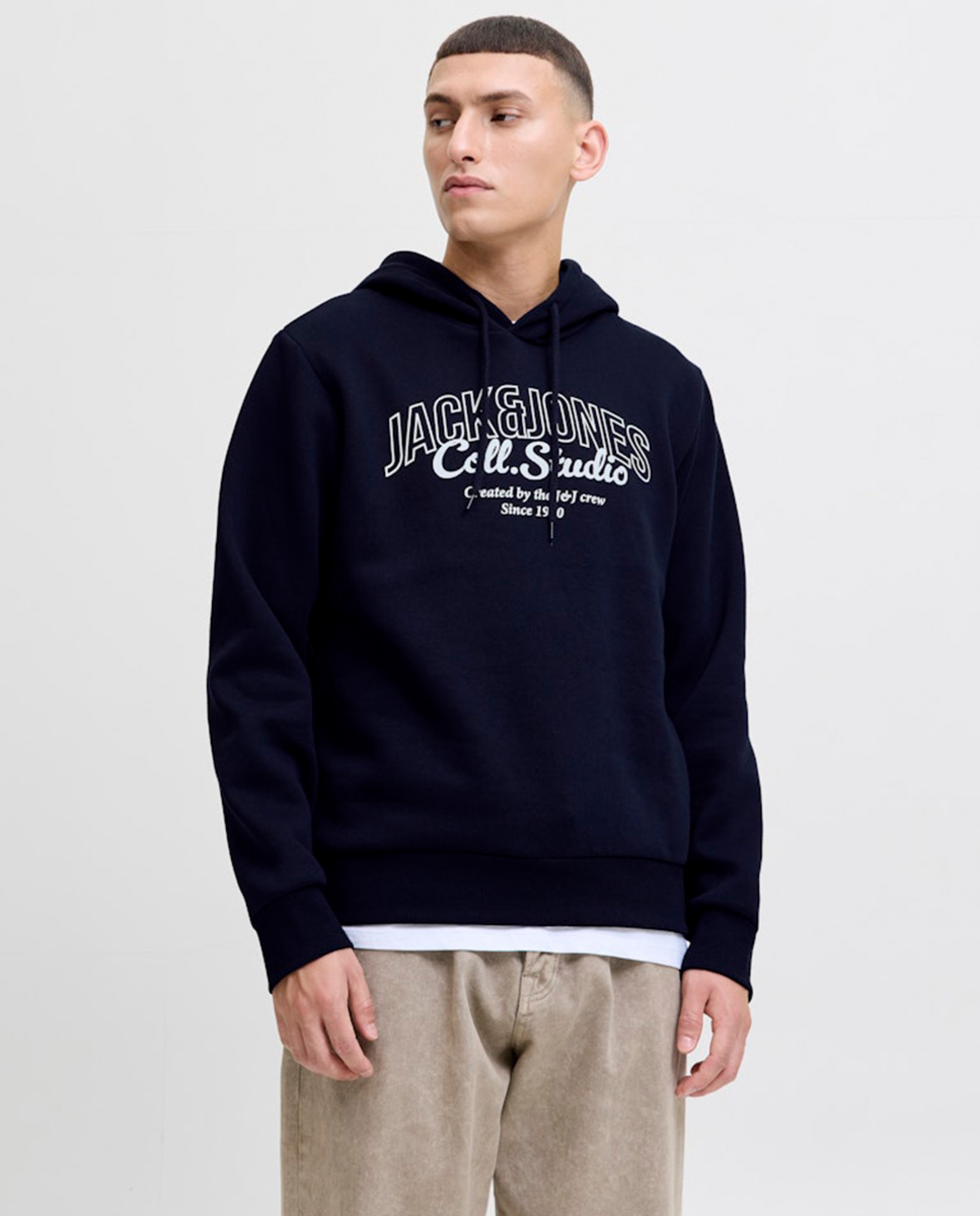 Sweatshirt com Capuz e Estampado à Frente Azul-marinho-1