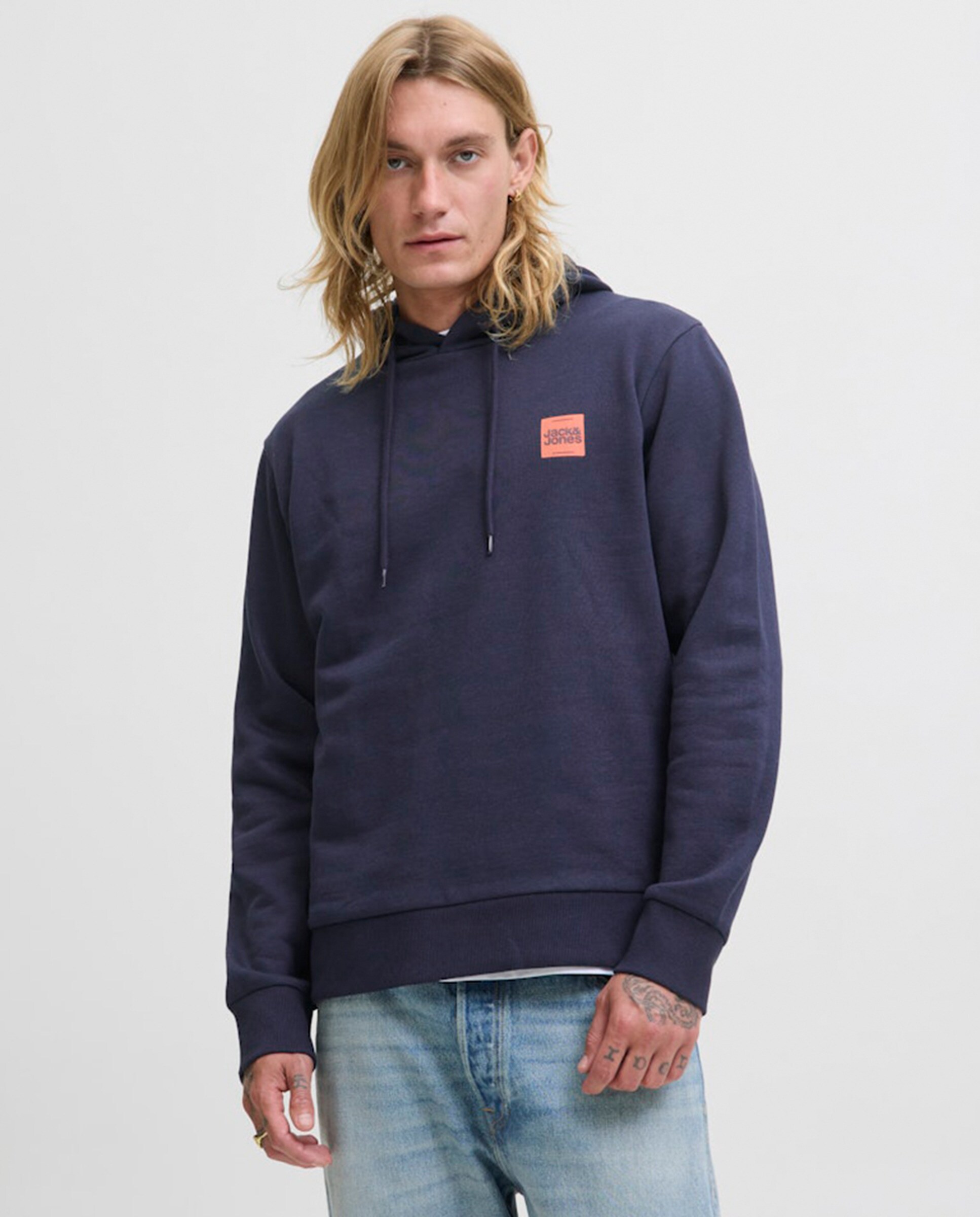 Sweatshirt com Capuz e Estampado Lateral Azul-1