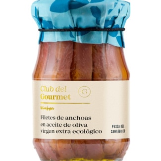 Filetes de Anchova em Azeite Virgem Extra Ecológico frasco 155 g - Club Del Gourmet