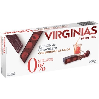 0% turrón con guindas al licor sin azúcares añadidos Calidad Suprema tableta 200 g - Virginias
