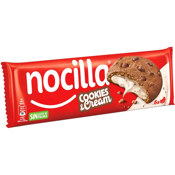Plätzchen gefüllt mit Nocilla Cookies and Cream ohne Palmöl 6 Stück Paket 120 g