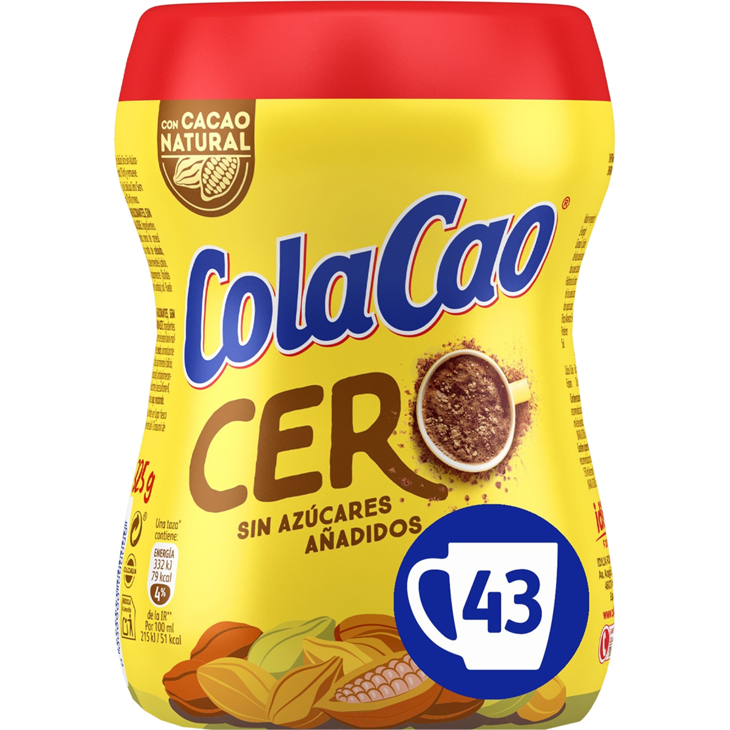 Cero cacao soluble sin azúcares añadidos bote 325 g