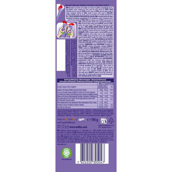 Lotus Biscoff extra Milchschokolade mit Keksstückchen Tafel 190 g