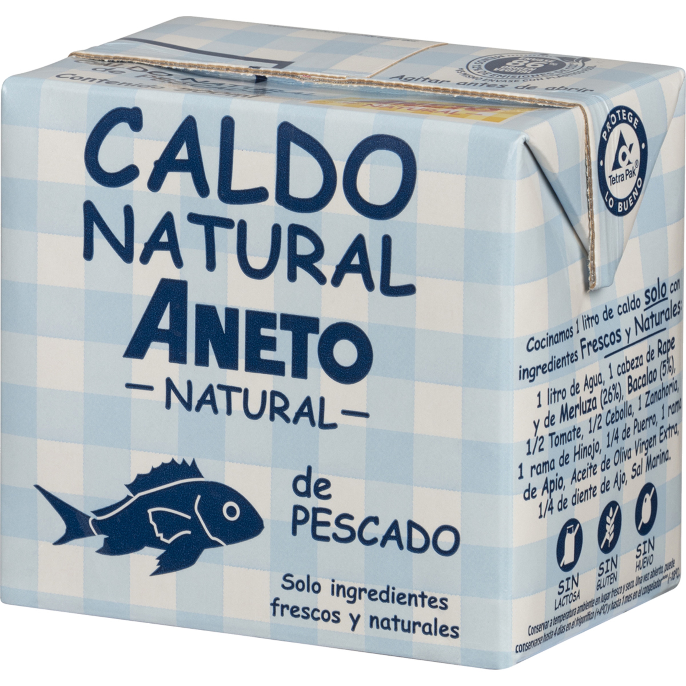 caldo de pescado solo ingredientes frescos y naturales sin gluten y sin lactosa brik 500 ml