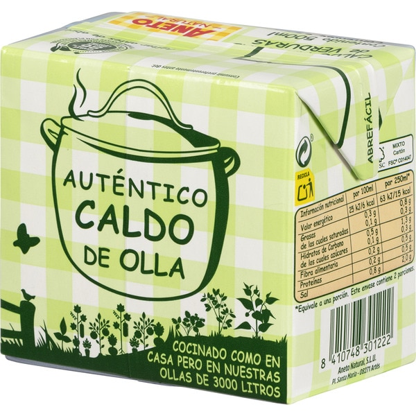 vegetable stock only fresh and natural ingredients gluten-free and lactose-free carton 500 ml