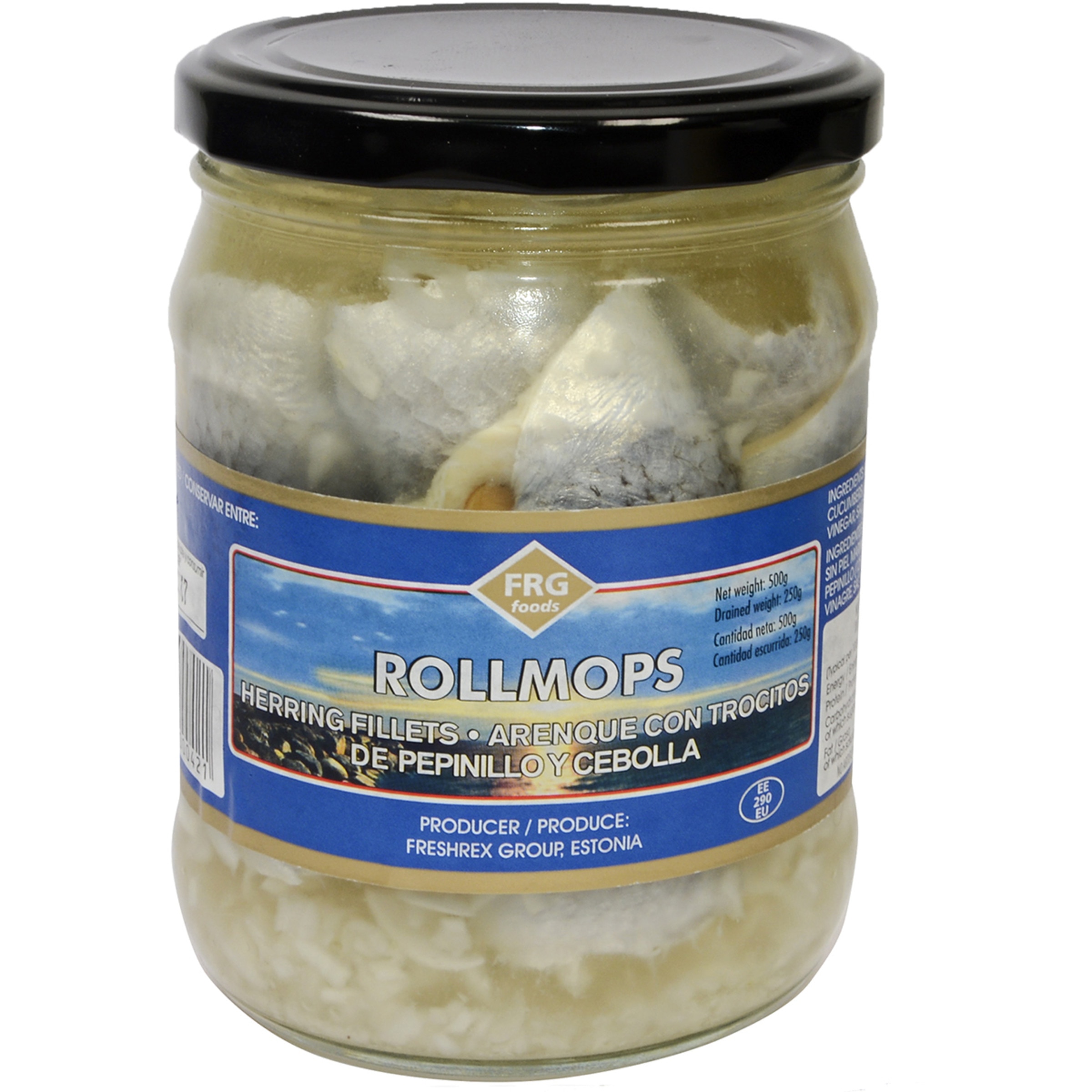 arenque con trocitos de pepinillo y cebolla tarro 500 g
