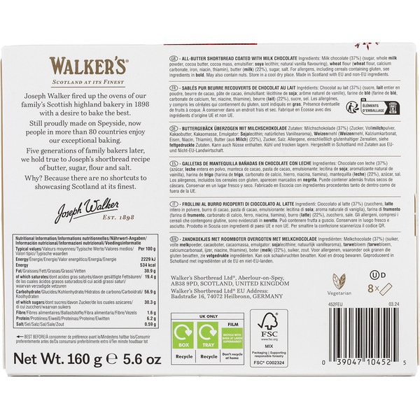 Fingers Butterkekse mit Schokoladenüberzug Karton 160 g