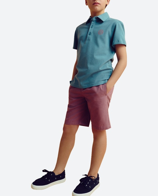 Imagen 0 de Polo piqué de niño con cuello pico y logo