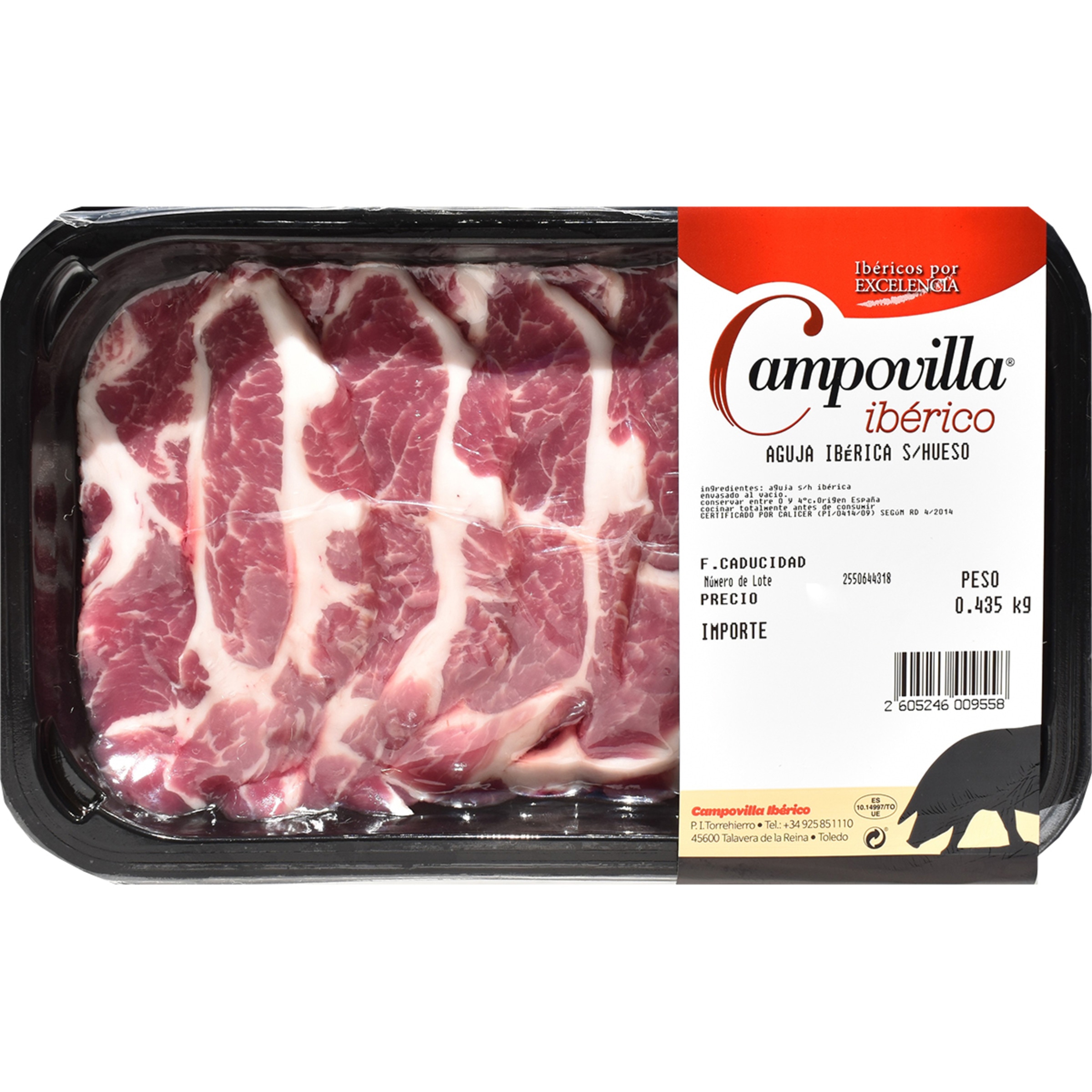 aguja fresca sin hueso de cerdo ibérico en filetes peso aproximado bandeja 435 g
