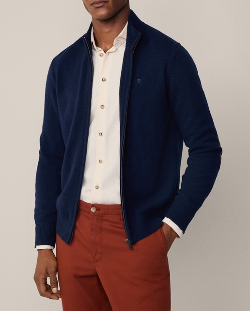 Imagen 0 de Cárdigan de hombre de lana con cremallera con logo en el pecho tallas grandes