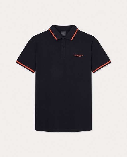 Imagen 0 de Polo de hombre de manga corta negro con contraste tallas grandes