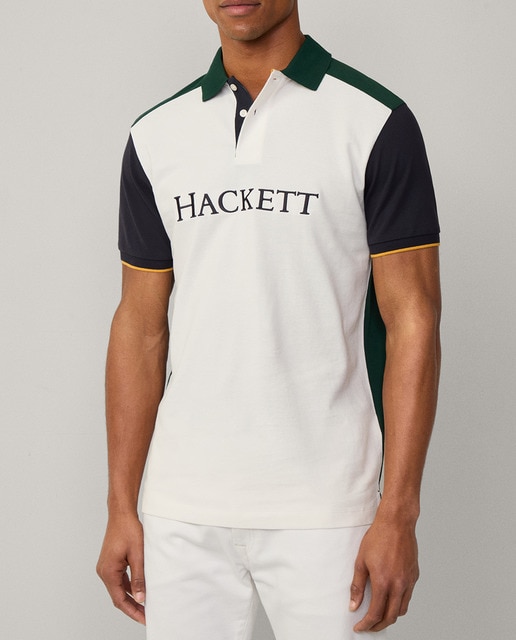 Imagen 0 de Polo de hombre de manga corta tricolor con logo delantero tallas grandes