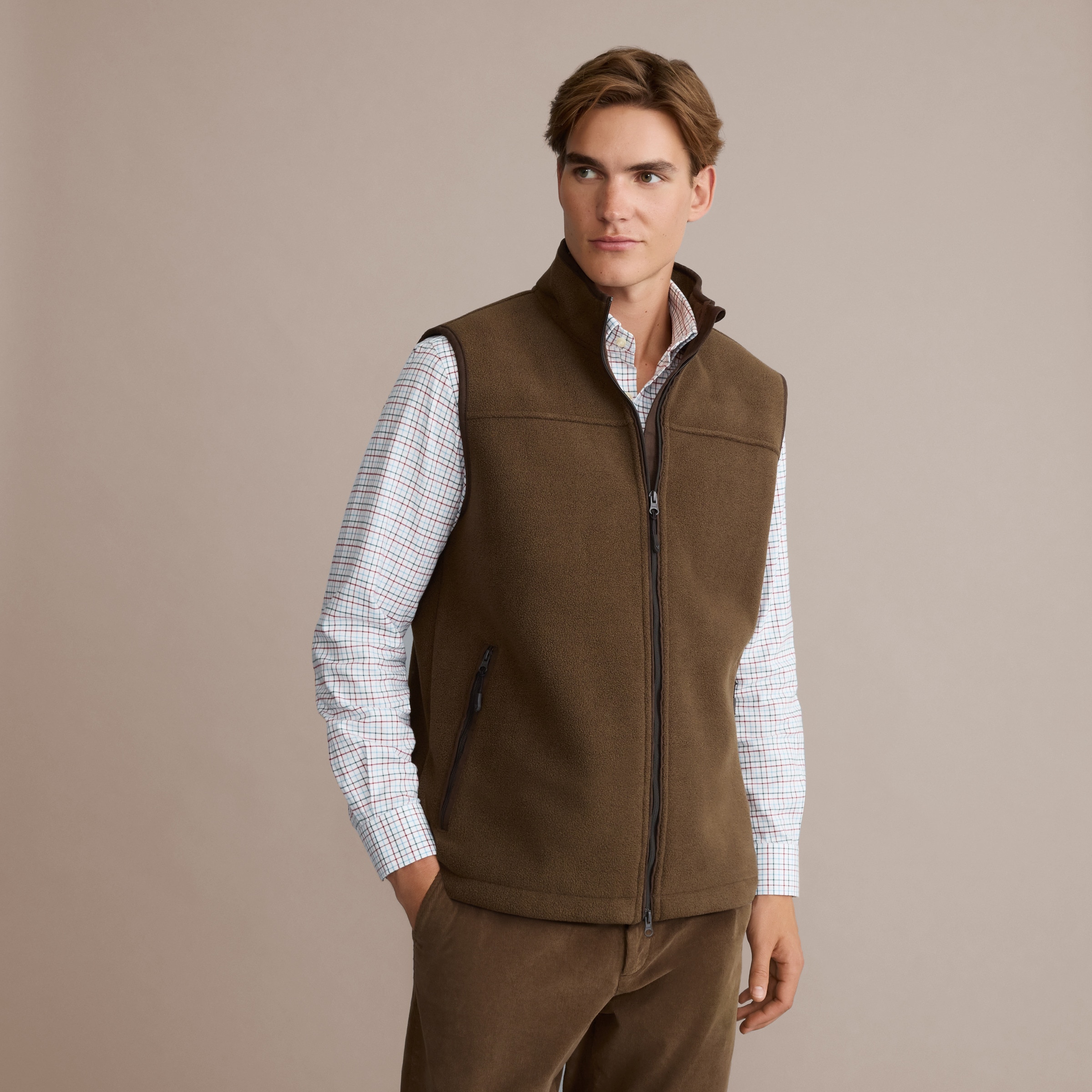 Colete Top de Homem com Forro Polar Castanho-claro-2