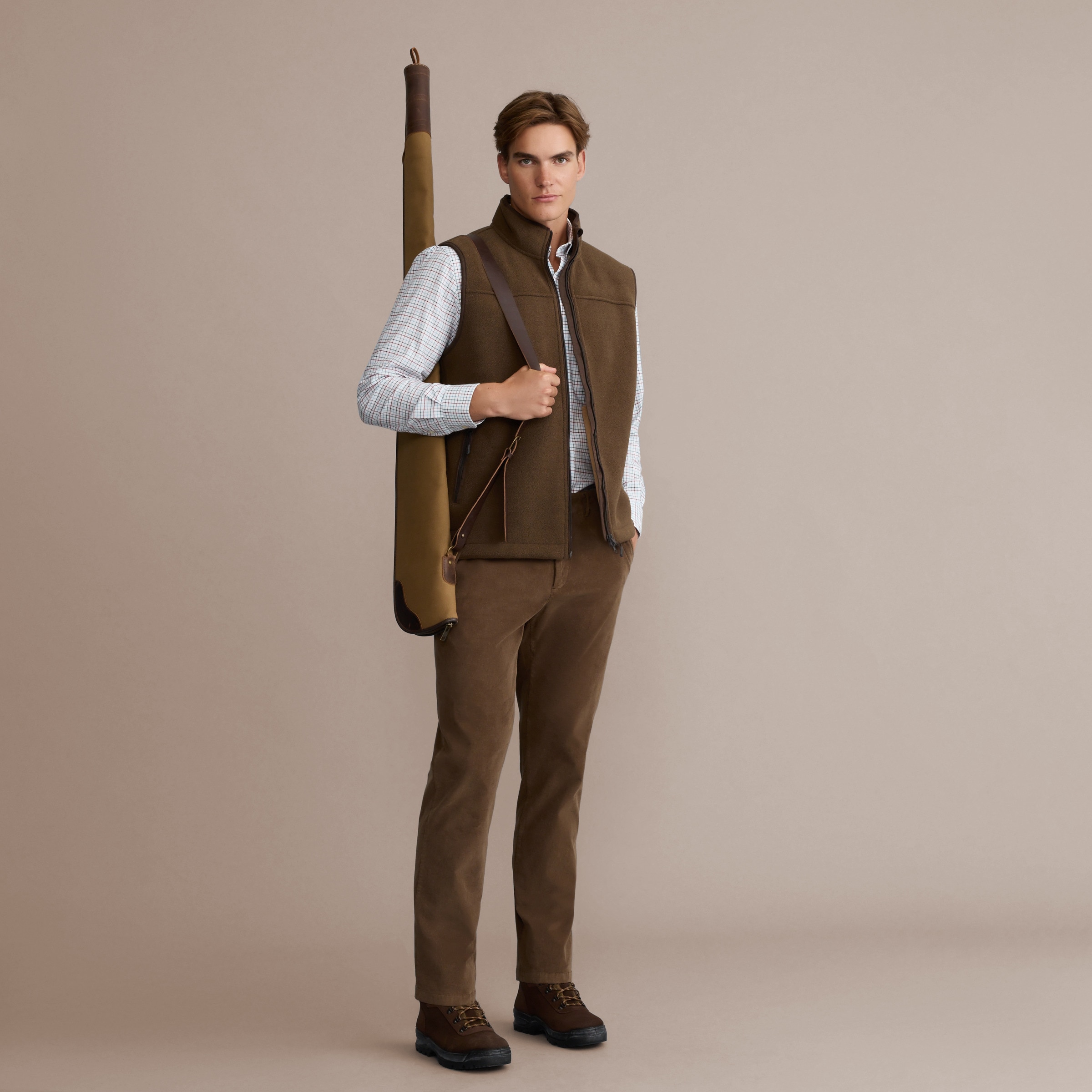 Colete Top de Homem com Forro Polar Castanho-claro-3