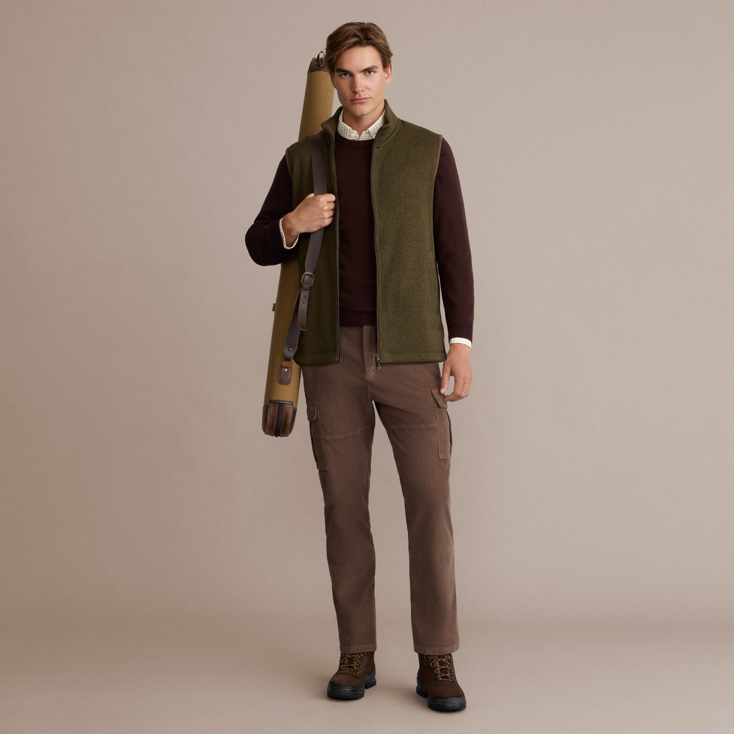 Camisola de Malha de Decote Redondo Castanho-claro-3