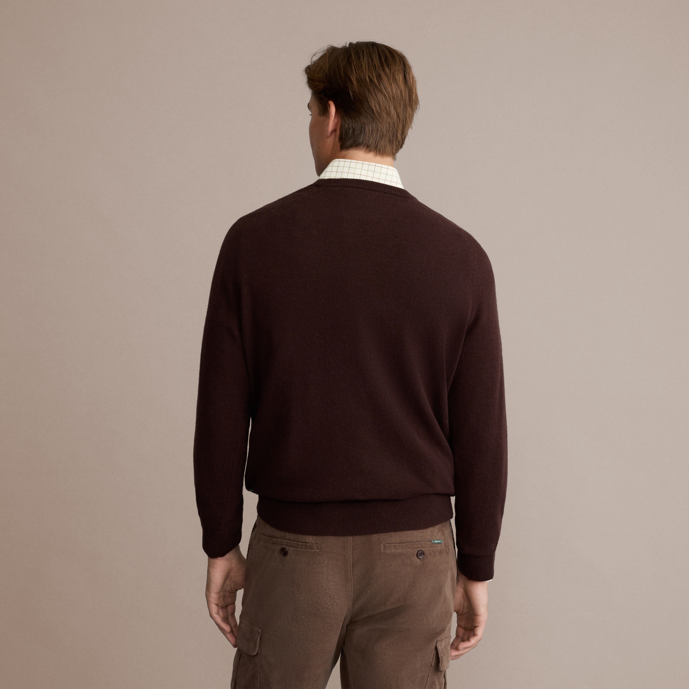 Camisola de Malha de Decote Redondo Castanho-claro-4