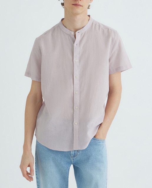 Imagen 0 de Camisa manga corta hombre cuello mao algodón lino