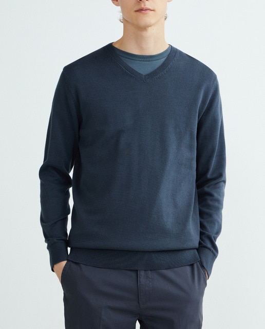 Imagen 0 de Jersey de hombre cuello pico liso algodón 100%