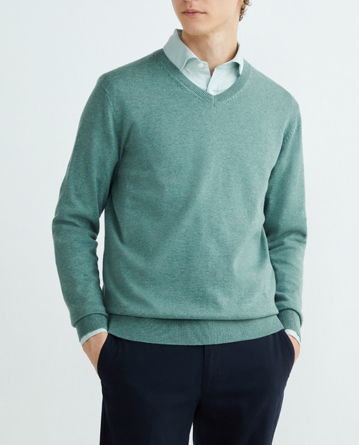 Imagen 0 de Jersey de hombre cuello pico liso algodón 100%