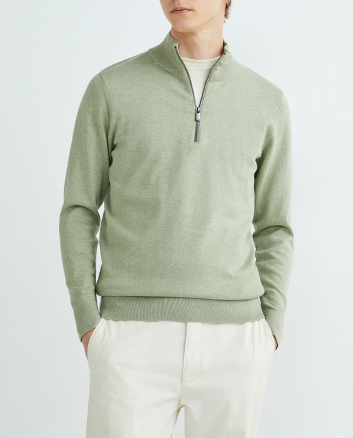 Imagen 0 de Jersey de hombre media cremallera liso algodón 100%