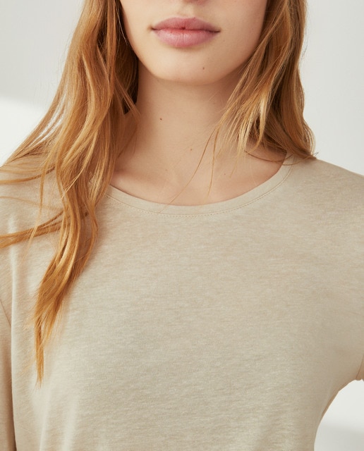 Imagen 0 de Camiseta de lino de mujer con doble tirante