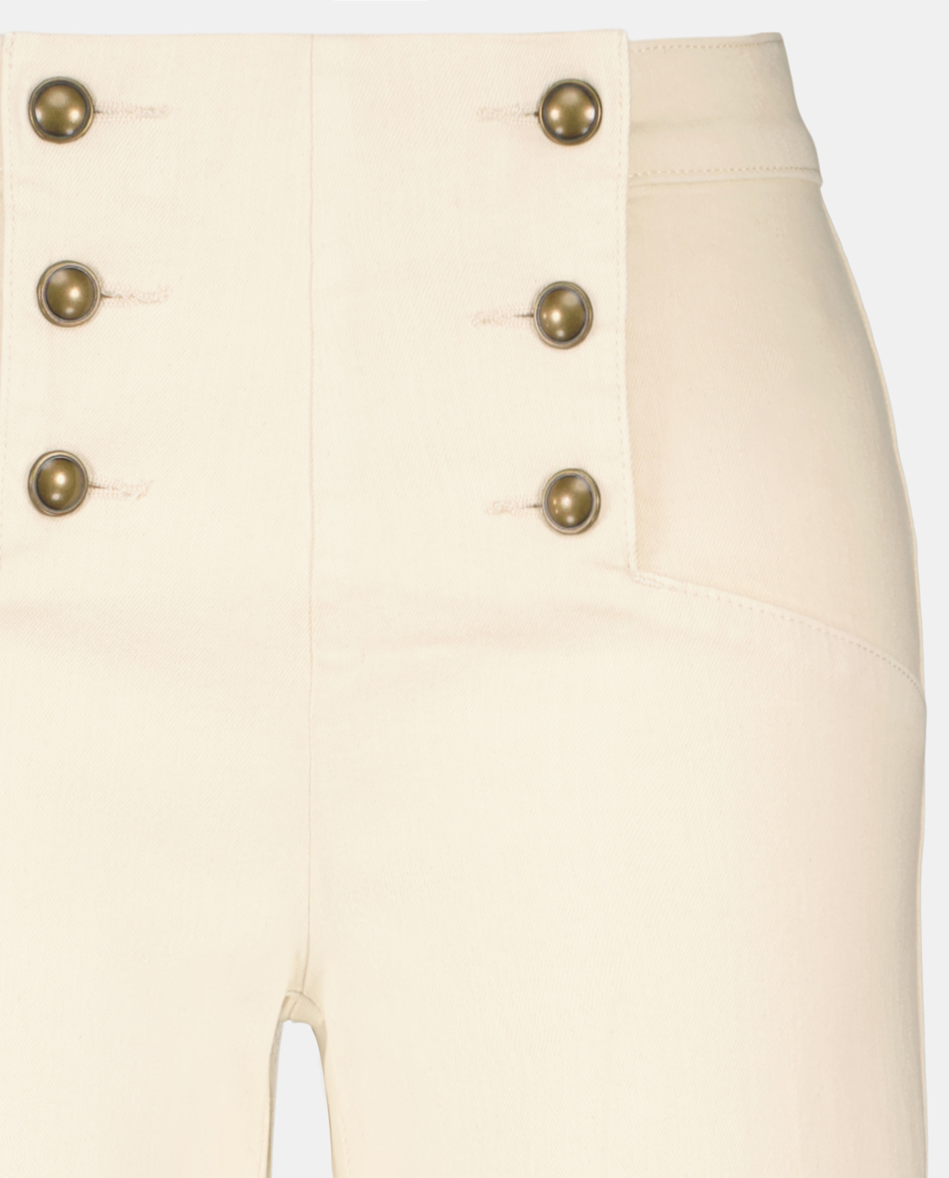 Pantalón culotte de sarga con botones de mujer 120 Crudo-5