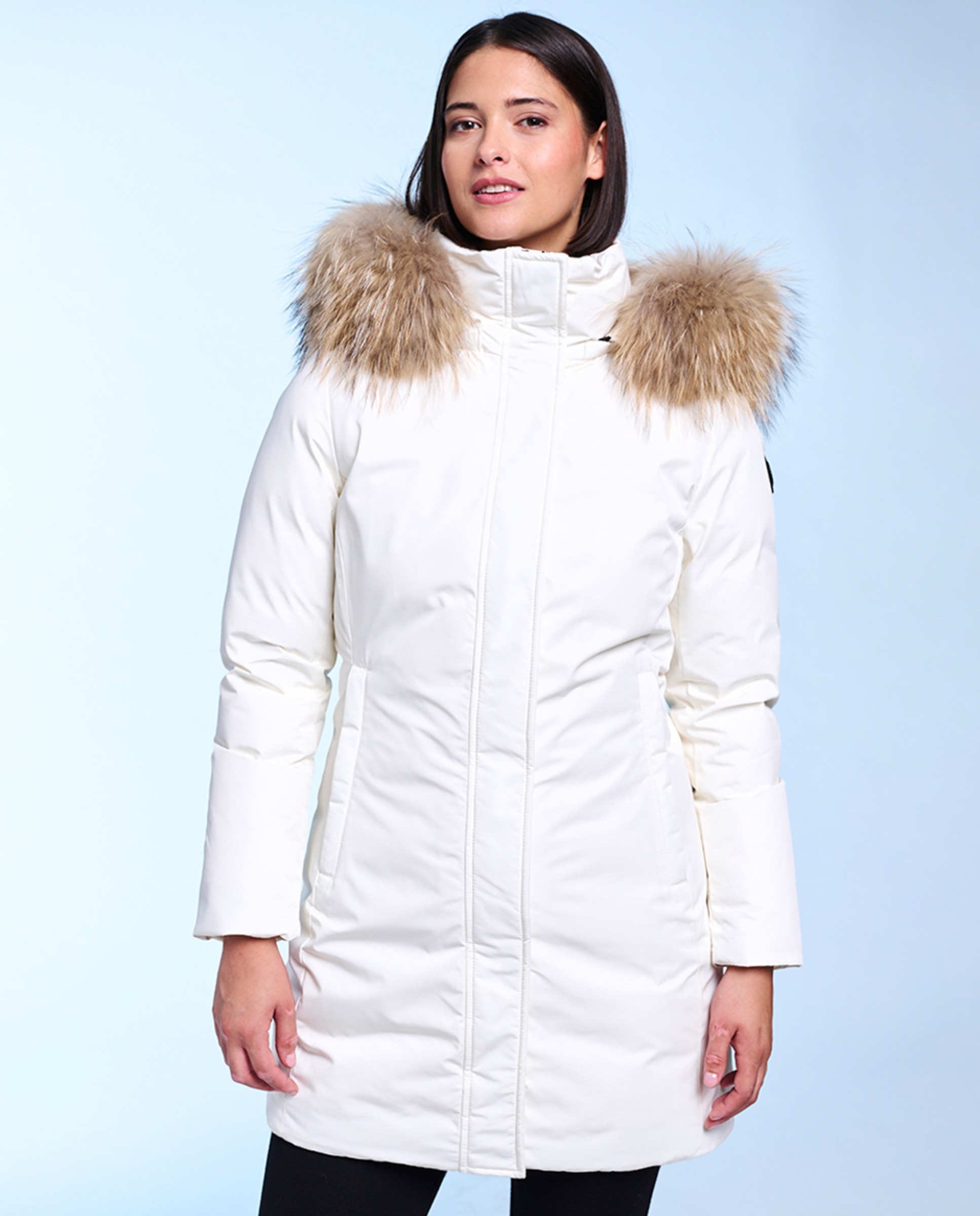 Parka com Capuz Desmontável. Cru-1